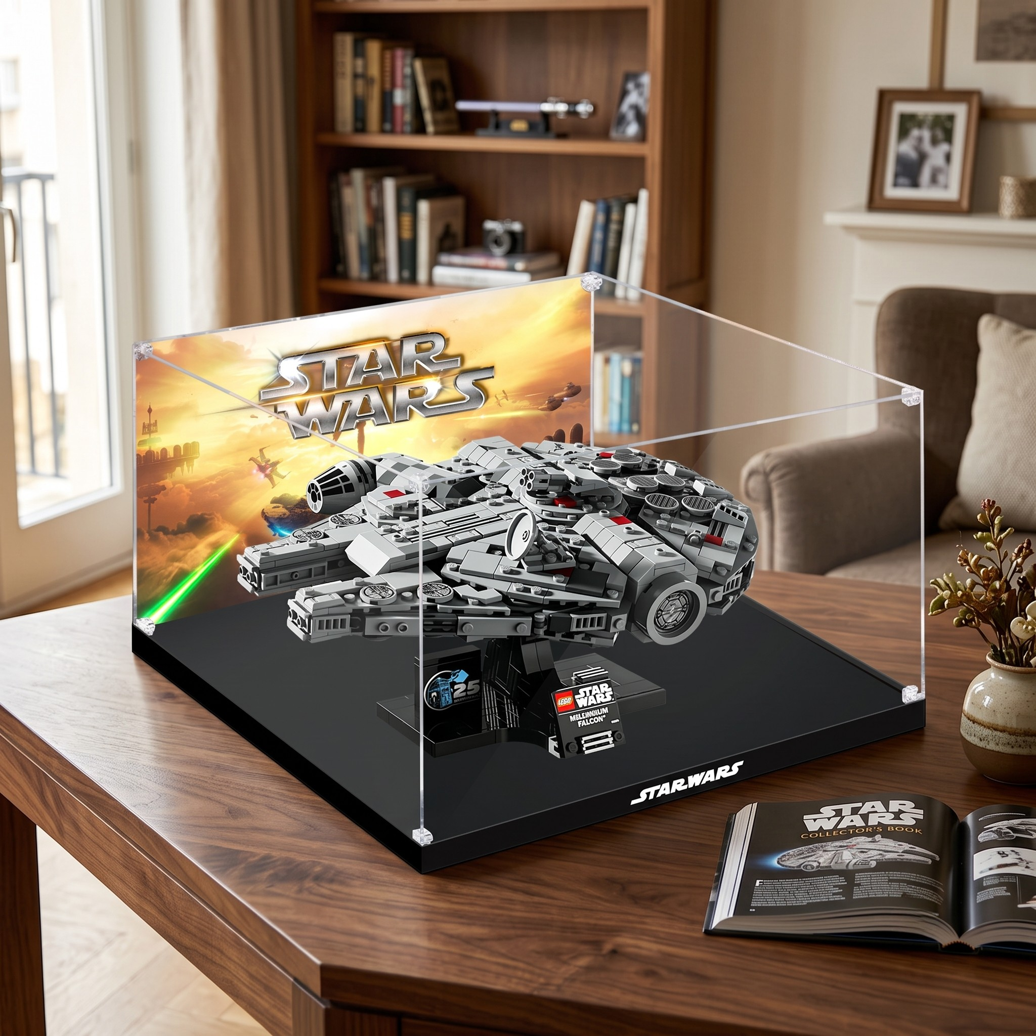 Dustproof HD Acrylic Display Case with UV Protection for LEGO Star Wars Millennium Falcon 75375