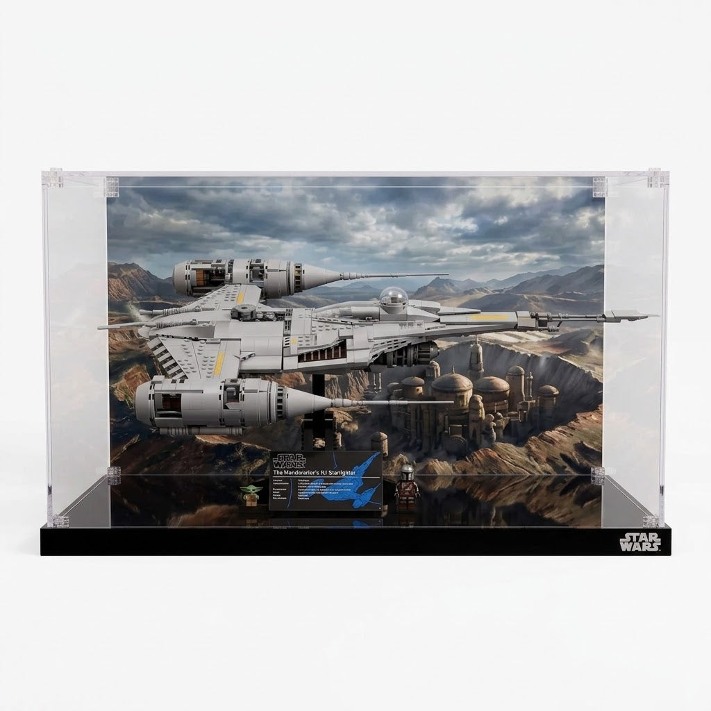 Dustproof HD Acrylic Display Case with UV Protection for LEGO Star Wars Mandalorian Starfighter 75442
