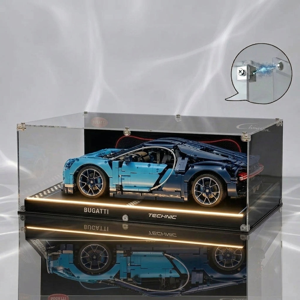 Dustproof HD Ultra-Clear Magnetic Door Acrylic Display Case with UV Protection for Bugatti Chiron 42083