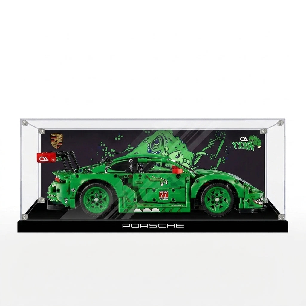Dustproof HD Acrylic Display Case with UV Protection for LEGO Technic Porsche 911 GT3 R Race Car "Rexy" 42224