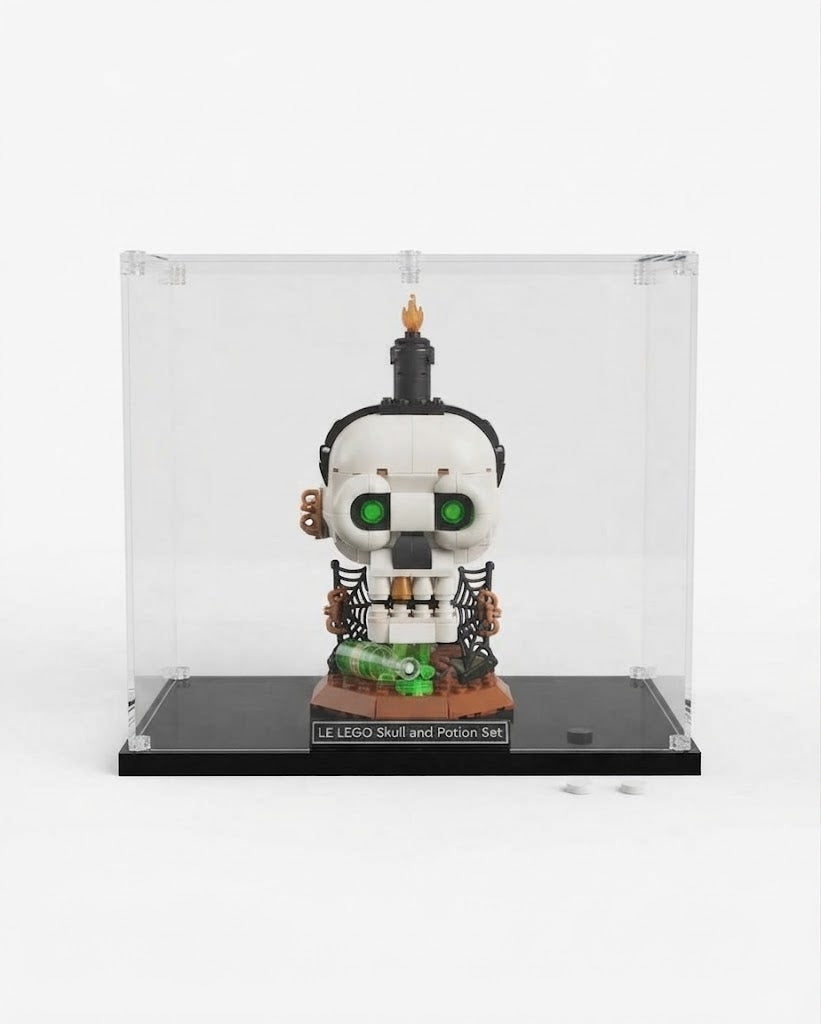 UV-Protected Acrylic Display Case for Halloween Skull Candle – Clear Dustproof Showcase Box