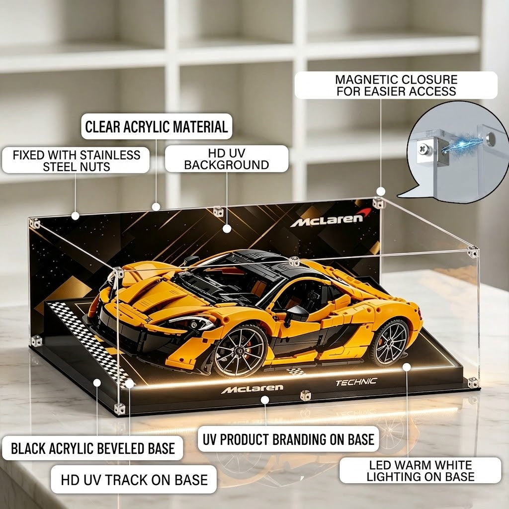 Dustproof HD Ultra-Clear Magnetic Door Acrylic Display Case with UV Protection for McLaren P1 42172