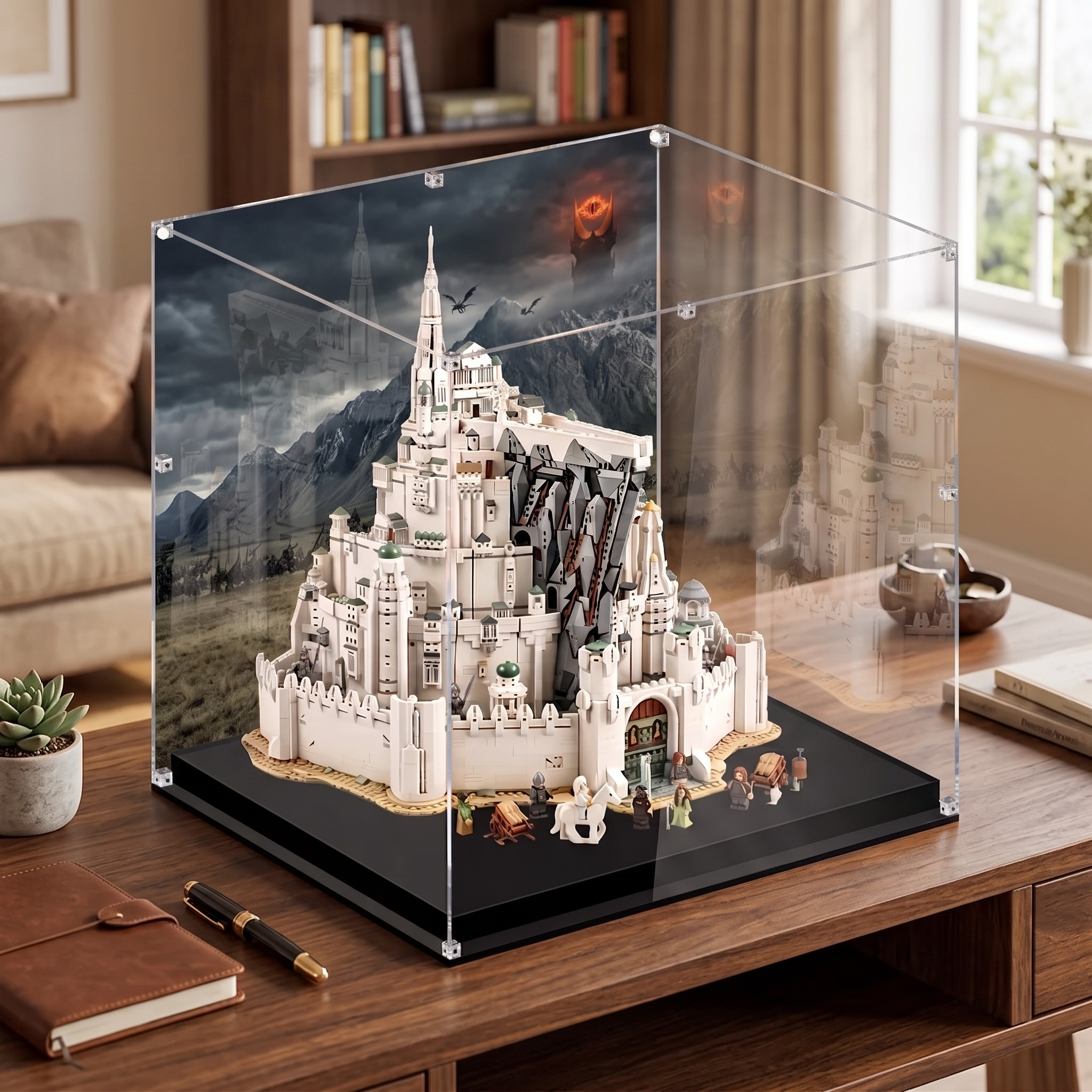 Dustproof HD Acrylic Display Case with UV Protection for LEGO Lord of the Rings: Minas Tirith 11377