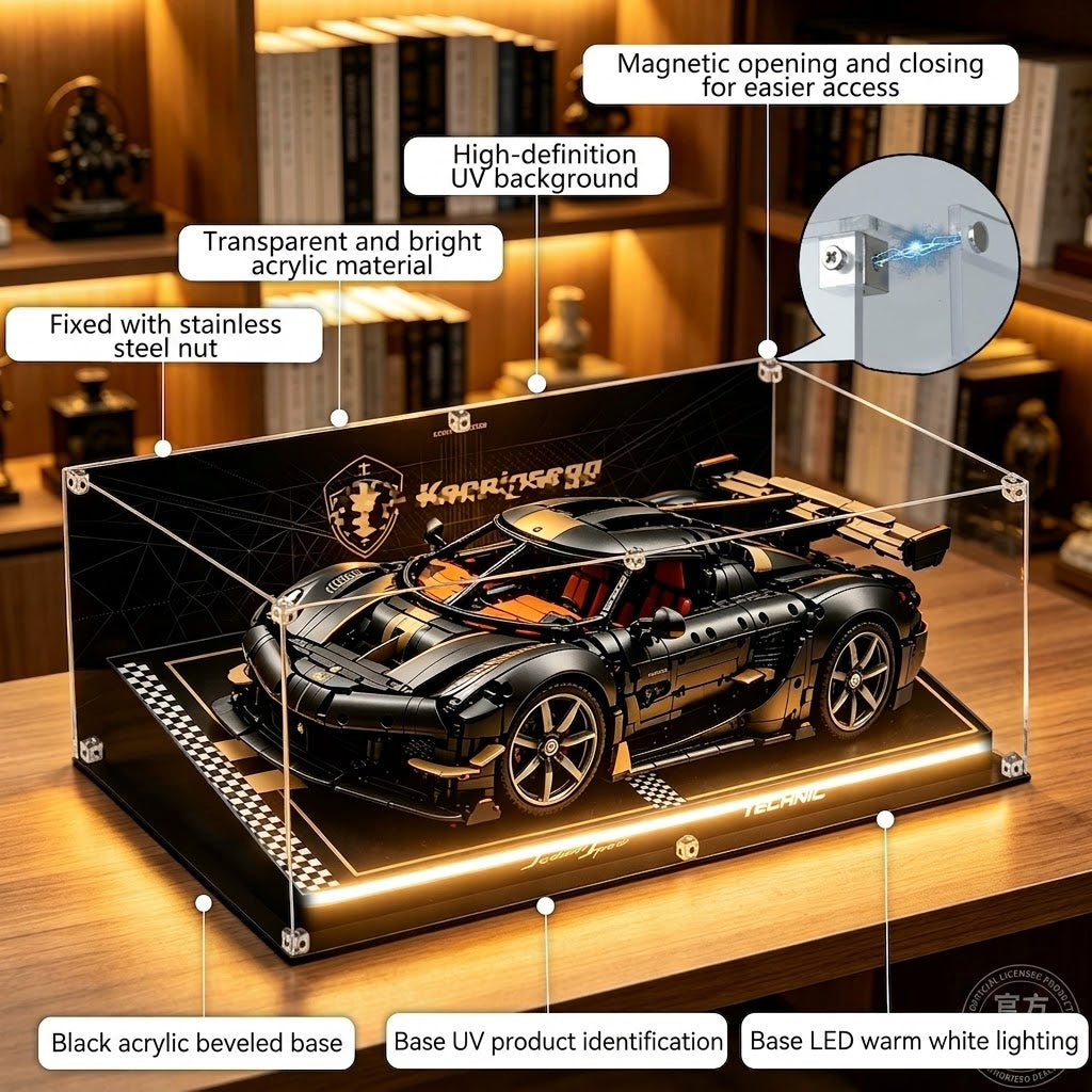 Dustproof HD Ultra-Clear Magnetic Door Acrylic Display Case with UV Protection for Koenigsegg 42232