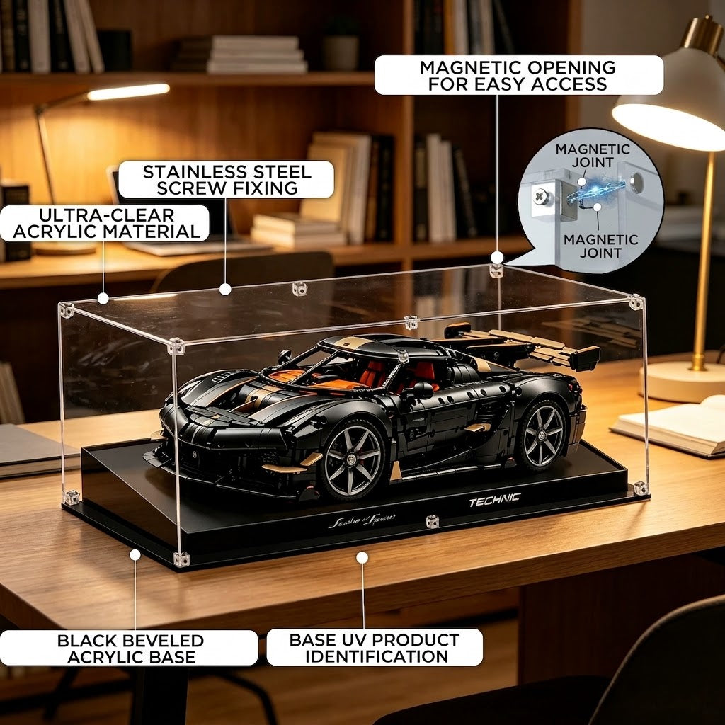 Dustproof HD Ultra-Clear Magnetic Door Acrylic Display Case with UV Protection for Koenigsegg 42232